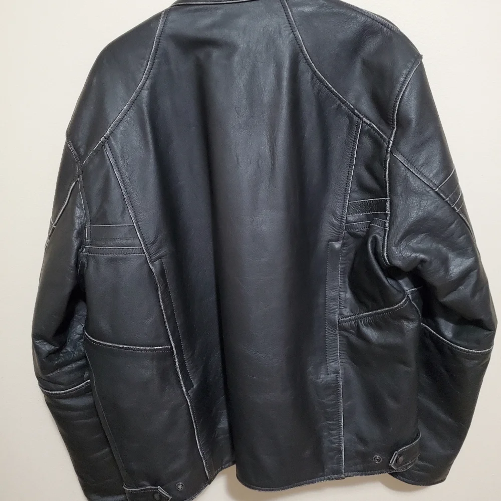 Black Brand motorcycle clothing leather jacket - Picture 8 of 8